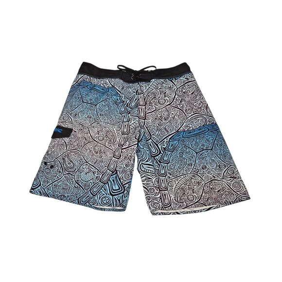 Pelagic Fish Print Board Shorts Swim Trunks Blue White Men's 37 11.5" Inseam - Picture 1 of 13